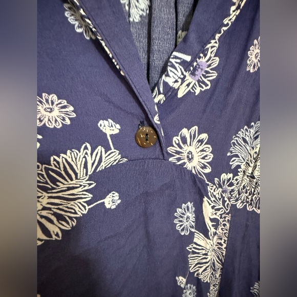 Free People Blue Hawaii Washed Blue Floral Print Mini Dress Size Large - Picture 9 of 10